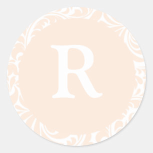 Monogram R Ivory Colour Stickers For Wedding Monog