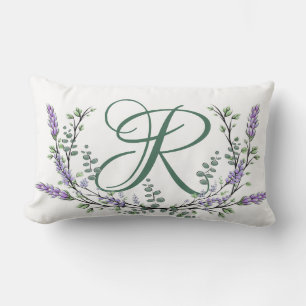 Monogram R Lavender Eucalyptus Lumbar Pillow