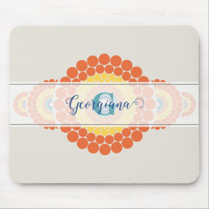 Monogram Radiant Aegean Summer Ornamental Mandala Mouse Pad