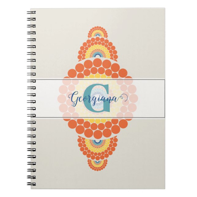 Monogram Radiant Aegean Summer Ornamental Mandala Notebook (Front)