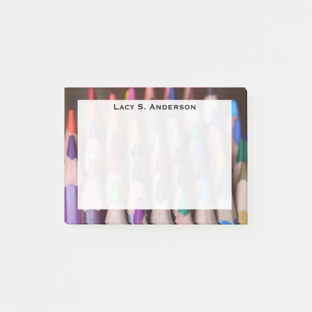 Monogram Rainbow Art Coloured Pencils Post-it Notes (Front)