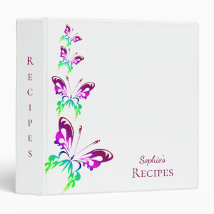 Monogram Rainbow Butterflies Recipe Binder
