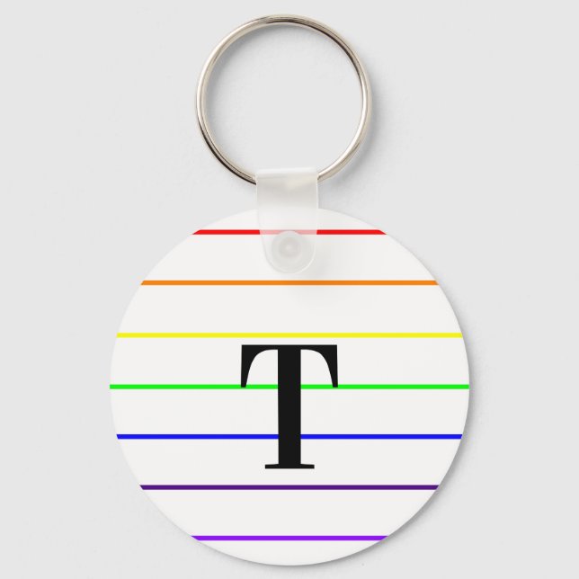 Monogram Rainbow Colour Stripes Keychain (Front)