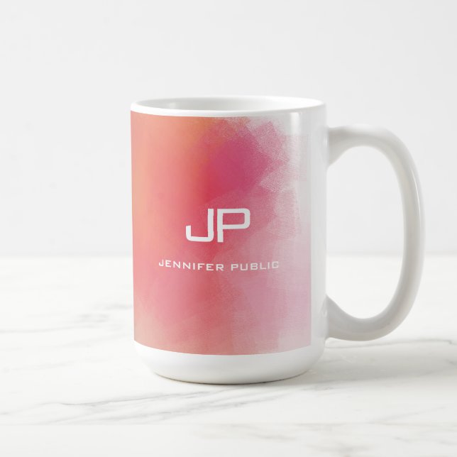 Monogram Rainbow Colours Colourful Abstract Templa Coffee Mug (Right)