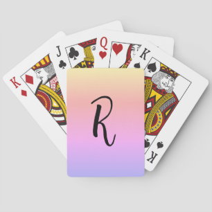 Monogram Rainbow Colours Personalized Playing Cards
