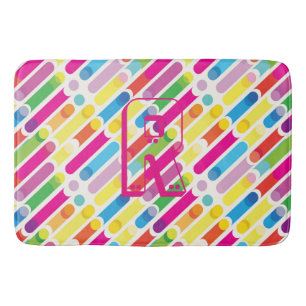 Monogram Rainbow Diagonal Lines Pattern Pop Art Bath Mat