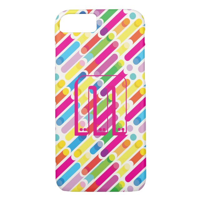 Monogram Rainbow Diagonal Lines Pattern Pop Art Case-Mate iPhone Case (Back)
