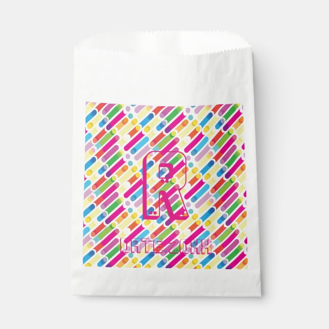 Monogram Rainbow Diagonal Lines Pattern Pop Art Favour Bag (Front)