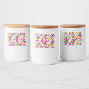 Monogram Rainbow Diagonal Lines Pattern Pop Art Food Label