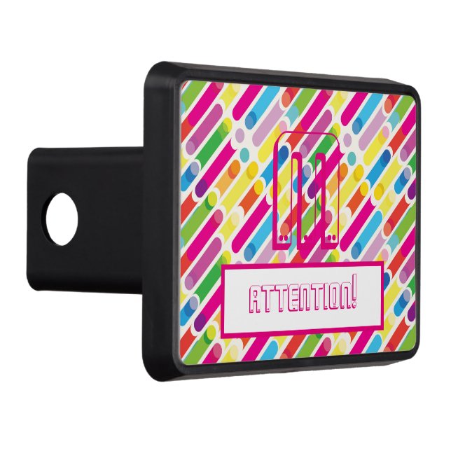 Monogram Rainbow Diagonal Lines Pattern Pop Art Trailer Hitch Cover (Right)