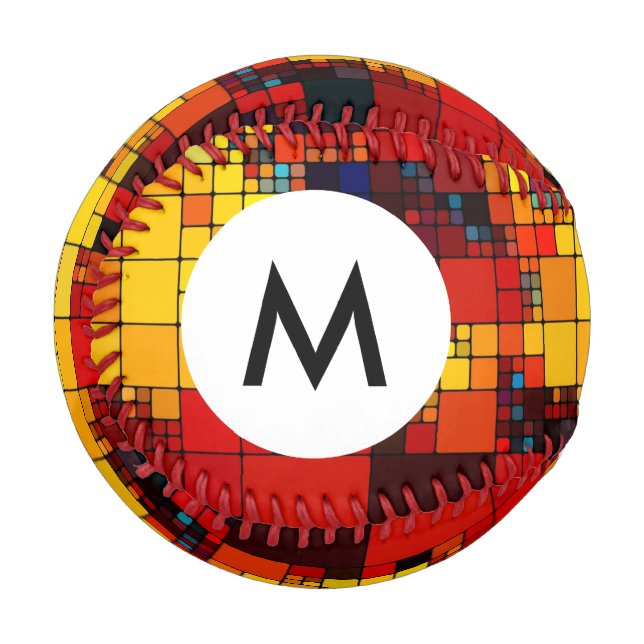 Monogram rainbow geometric pattern baseball (Front Left)