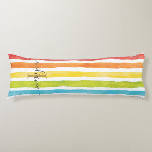 Monogram Rainbow Name Initial Colourful Custom Body Pillow