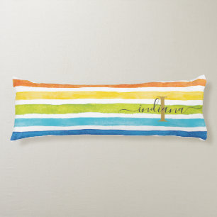 Monogram Rainbow Name Initial Script Custom Body Pillow