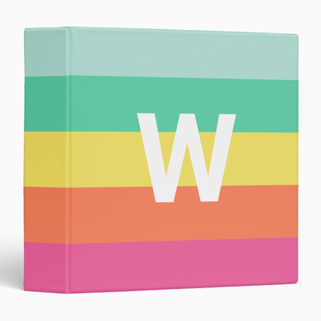 Monogram Rainbow Sherbet Color Block Personalized Binder (Front/Spine)