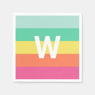 Monogram Rainbow Sherbet Colour Block Personalized Napkin