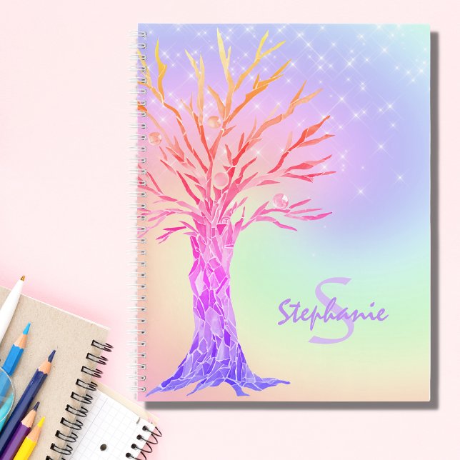 Monogram Rainbow Sparkles Girl's Notebook (Creator Uploaded)