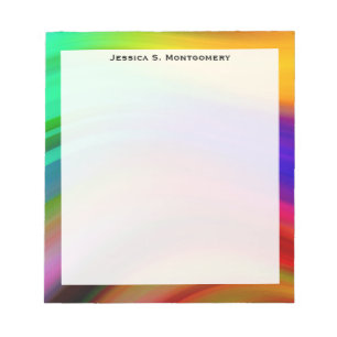 Monogram Rainbow Wave Stripes Notepad