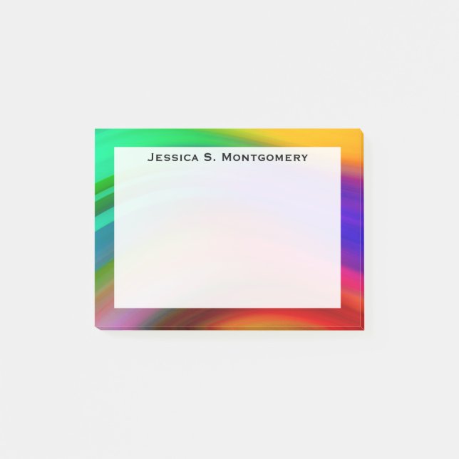 Monogram Rainbow Wave Stripes Post-it Notes (Front)