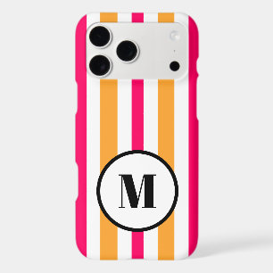 Monogram Raspberry Orange White Summer Stripes