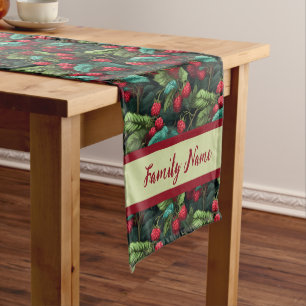 Monogram Raspberry Pattern Short Table Runner