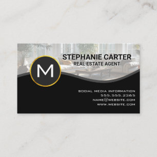Monogram Real Estate Agent Home Renovations Business Card