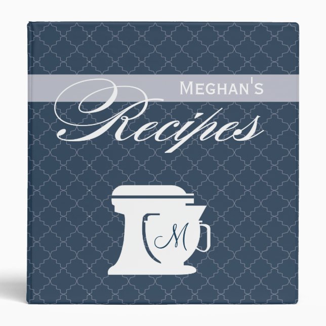 Monogram Recipe Book  |  Peacock Blue Binder (Front)