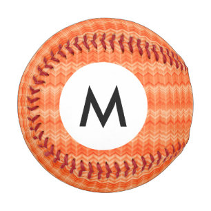 Monogram Red abstract zigzag textile pattern Baseball