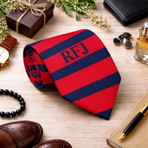 Monogram Red and Blue Tie