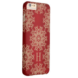 Monogram Red and Gold Exotic Medallion Barely There iPhone 6 Plus Case