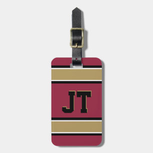 Monogram Red and Gold Sport Stripes Luggage Tag
