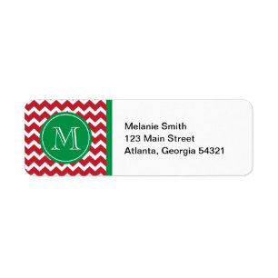 Monogram Red and Green Chevron Holiday Christmas