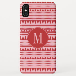 Monogram Red and Pink Geometric Pattern iPhone XS Max Case