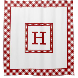 Monogram Red and White Buffalo Check Border