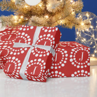 Monogram Red and White Wrapping Paper
