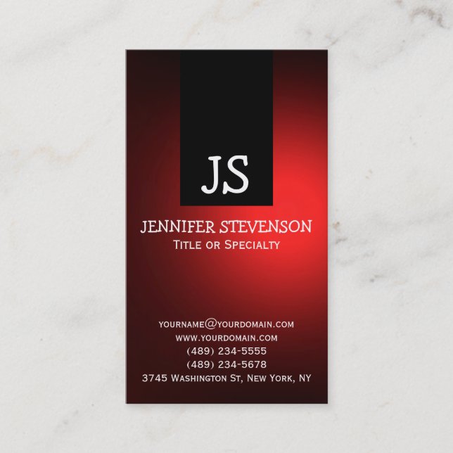 Monogram Red Black Consultant Business Card (Front)