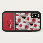 Monogram Red Black Soccer Ball Pattern