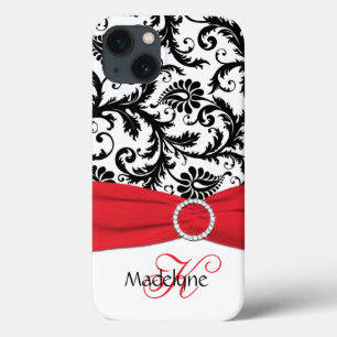 Monogram Red, Black, White Damask iPad Air Case