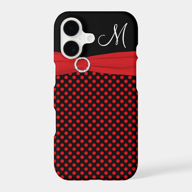 Monogram Red Black White Polka Dots iPhone 7 Case (Back)