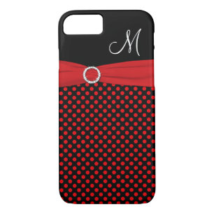 Monogram Red Black White Polka Dots iPhone 7 Case