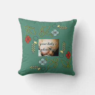 Monogram Red Blue Green Flowers Flowers Pillow