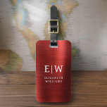Monogram Red Brushed Metallic Elegant Luggage Tag<br><div class="desc">Introducing our Monogram Brushed Metallic Elegant Luggage Tag: Elevate your travel experience with this sophisticated accessory. Crafted from brushed metallic material, this luggage tag exudes elegance and style. The monogram design adds a personalized touch, making it easy to identify your luggage while adding a touch of sophistication to your belongings....</div>