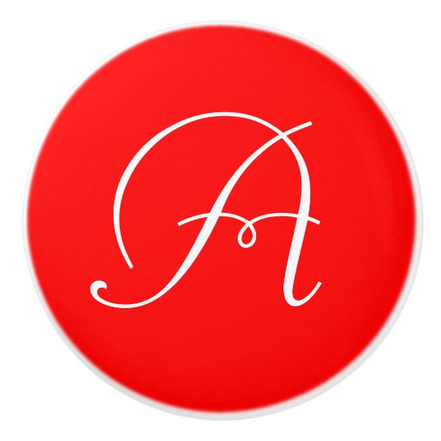 Monogram Red Ceramic Knob (Front)