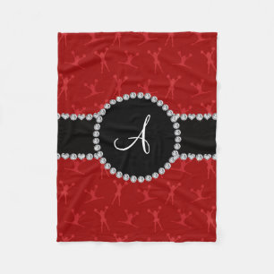 Monogram red cheerleading black circle fleece blanket