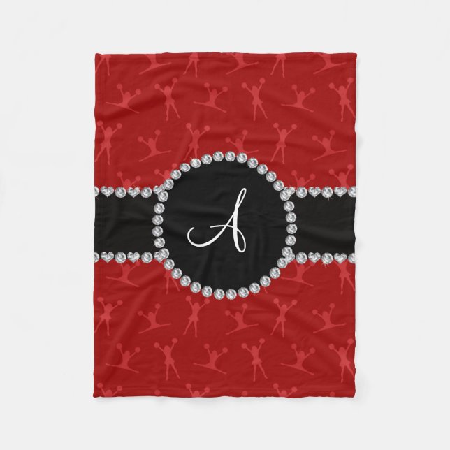 Monogram red cheerleading black circle fleece blanket (Front)