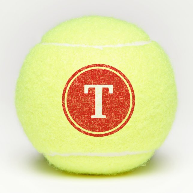 Monogram Red Dot Serif Tennis Balls (Front)