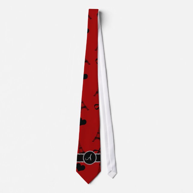 Monogram red eiffel tower pattern tie (Front)
