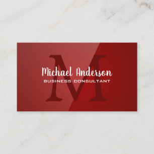 Monogram Red Gloss Background Business Card
