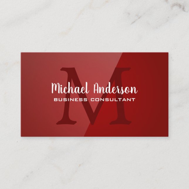 Monogram | Red Gloss Background Business Card (Front)