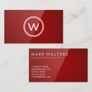 Monogram   Red Gloss Business Card
