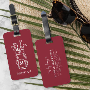 Monogram Red Golf Bag Luggage Tag